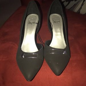 Black suede pumps